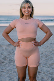  sets tops women tights shorts australia gym clothes workout best activewear#colour_apricot